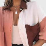 Blouse à Boutons Juniper avec Bloc de Couleur