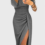 Robe Maxi Off-Shoulder Alexa avec Fente Subtile