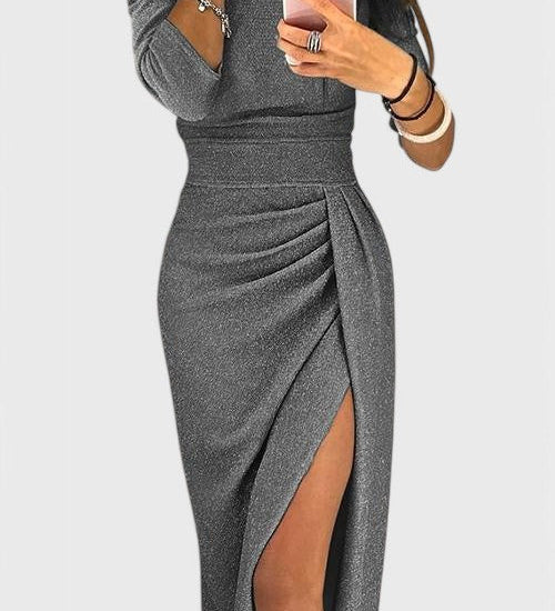 Robe Maxi Off-Shoulder Alexa avec Fente Subtile