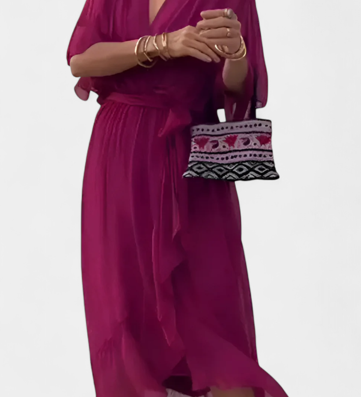 Robe Longue Luisa avec Décolleté en V et Coupe Flottante