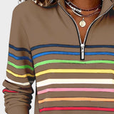 Raquel™ | Sweat à capuche à rayures avec zip demi-long