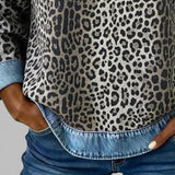 Marta™ | Sweat à capuche en denim avec imprimé léopard