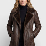 Victoria™ | Veste en Cuir Doublée en Laine de Mouton