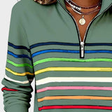 Raquel™ | Sweat à capuche à rayures avec zip demi-long