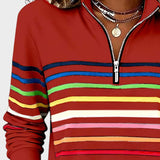 Raquel™ | Sweat à capuche à rayures avec zip demi-long
