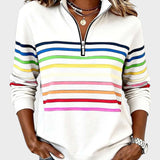 Raquel™ | Sweat à capuche à rayures avec zip demi-long