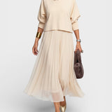 Claudia™ | Robe en Tricot Élegante avec Tulle