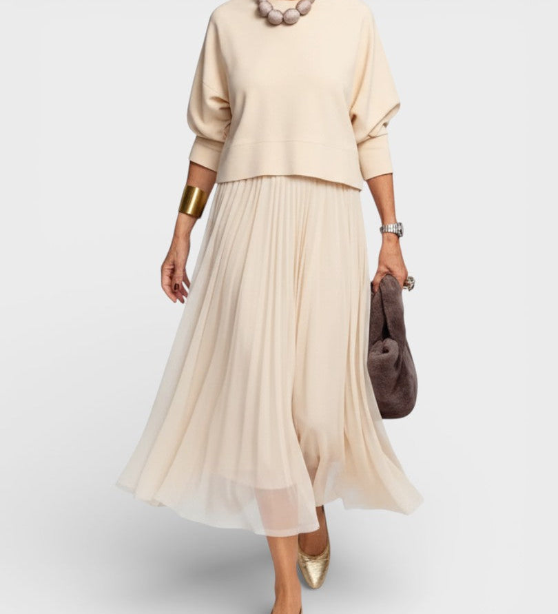 Claudia™ | Robe en Tricot Élegante avec Tulle