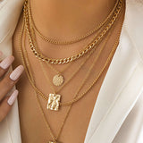 Collier Pendentif en Chaîne Métallique Géométrique