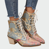 Sandra | Bottines en cuir avec des fleurs élégantes et radieuses