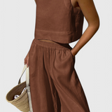 Ensemble Avelina Minimaliste en Coton et Lin Léger