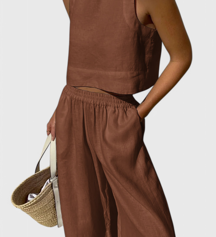 Ensemble Avelina Minimaliste en Coton et Lin Léger