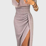 Robe Maxi Off-Shoulder Alexa avec Fente Subtile