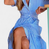 Robe Chemise Longue Rayée Maya avec Ceinture