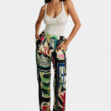 Pantalons droits taille haute Maple avec imprimé floral