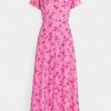 Robe Maxi Fleurie Amara avec Décolleté en V et Manches Volantes