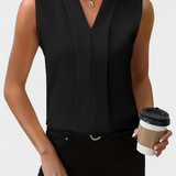 Blouse sans manches Nele avec décolleté en V et coupe fluide