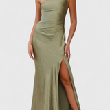 Robe Josefa à Épaule Dénudée avec Plis et Fente Haute