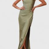 Robe Josefa à Épaule Dénudée avec Plis et Fente Haute