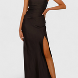 Robe Josefa à Épaule Dénudée avec Plis et Fente Haute