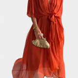 Robe Longue Luisa avec Décolleté en V et Coupe Flottante