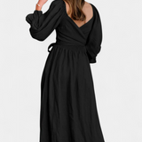 Robe Petra à Deux Niveaux avec Corsage Froncé et Manches Bouffantes
