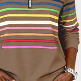 Raquel™ | Sweat à capuche à rayures avec zip demi-long