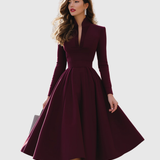 Celia™ | Robe Midi Sophistiquée à Col V
