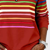 Raquel™ | Sweat à capuche à rayures avec zip demi-long