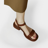 Sandales en cuir à talon bas