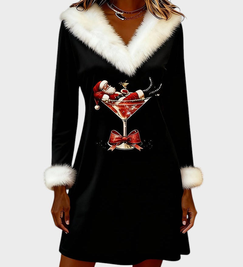 Eulalia™ | Robe de Noël avec Col en Fourrure