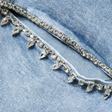 Jeans Evian Délavés à Jambe Droite avec Strass