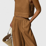 Ensemble Avelina Minimaliste en Coton et Lin Léger