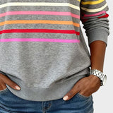 Raquel™ | Sweat à capuche à rayures avec zip demi-long