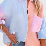 Blouse à Boutons Juniper avec Bloc de Couleur