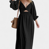 Robe Petra à Deux Niveaux avec Corsage Froncé et Manches Bouffantes