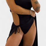Robe Teuta Sans Bretelles avec Nœud Latéral et Fente Haute
