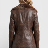 Victoria™ | Veste en Cuir Doublée en Laine de Mouton