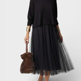Claudia™ | Robe en Tricot Élegante avec Tulle