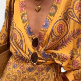 Robe Candela Boho avec Imprimé Floral et Décolleté en V