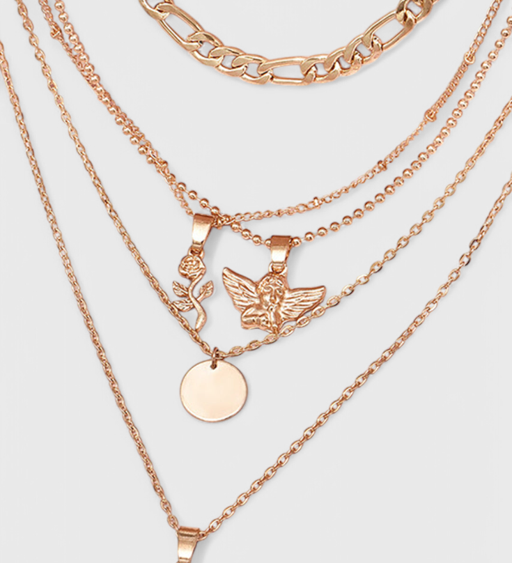 Collier superposé Rose et Ange