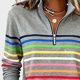 Raquel™ | Sweat à capuche à rayures avec zip demi-long