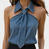 Lucía™ | Blouse Halter Élégante