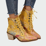 Sandra | Bottines en cuir avec des fleurs élégantes et radieuses