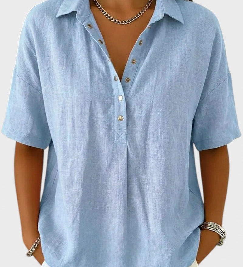 Noelia™ | Blouse avec Col et Boutons Élégants
