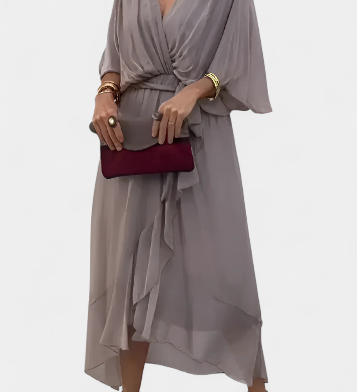 Robe Longue Luisa avec Décolleté en V et Coupe Flottante
