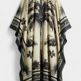 Robe Kaftan Oversize Guadalupe avec Imprimé Flamant et Palmier
