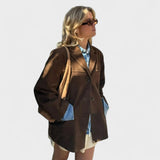 Salomé™ | Trench-coat oversized en aspect daim luxueux