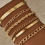 Ensemble de 6 Bracelets en Chaîne Cubaine