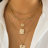 Collier Pendentif en Chaîne Métallique Géométrique